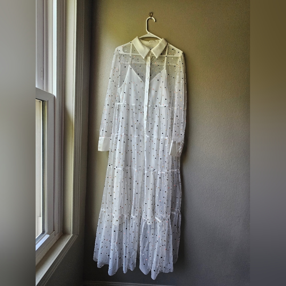 English Factory Sheer White Maxi Dress Large - Picture 5 of 8